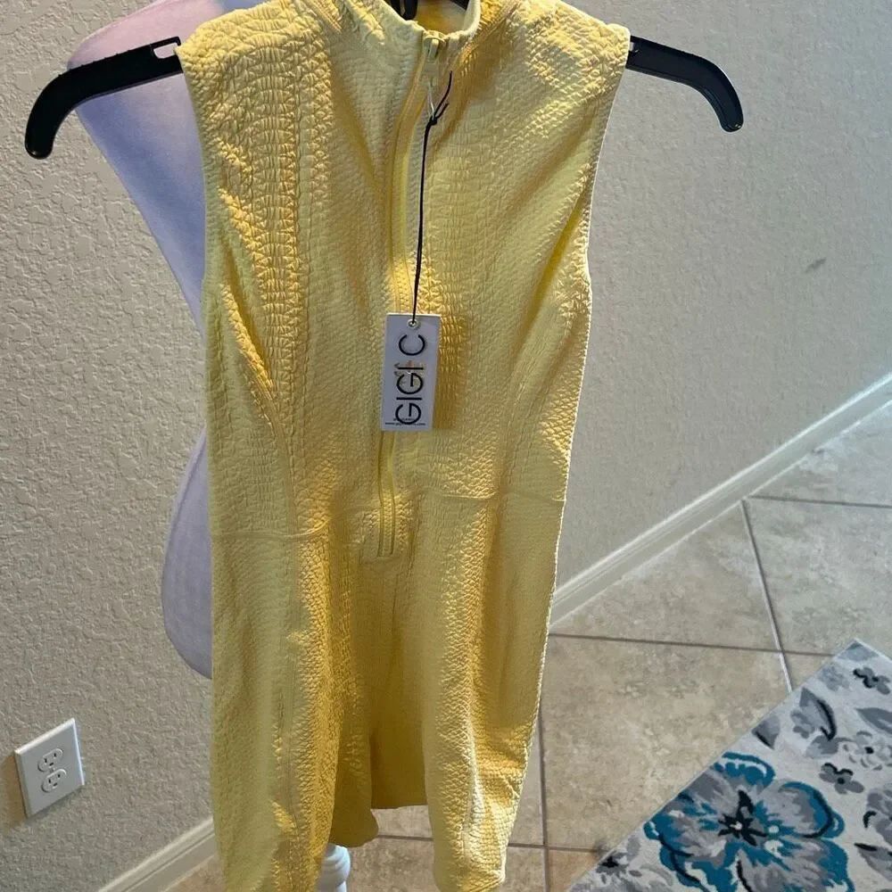Gigi C Size XS Keegan Snakeskin Print Shorts Romper Butter Yellow Summer Preppy